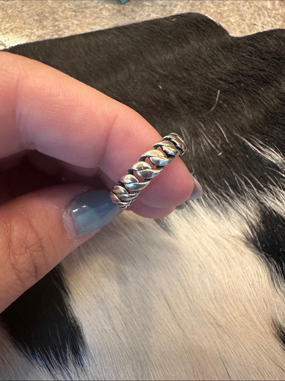 Sterling Silver Twisted Rope Band Ring - Silver